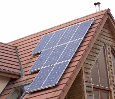 Home with Energy Efficient Solar Panels